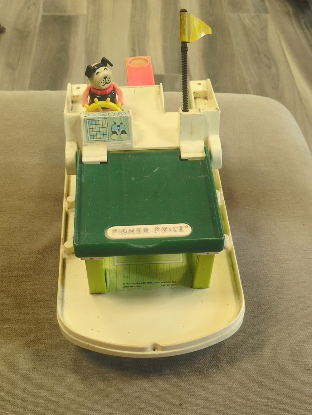 Fisher-Price White, Green and Yellow Playboat with Dog Captain